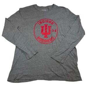 Under Armour Indiana Hoosiers HeatGear Long Sleeve Shirt Mens 2XL Gray Loose Fit